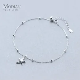 Modian Starfish Light Beads Chain Chain for Women Real 925 Sterling Silver Link Link Link Fashion Jóias Presentes 240524