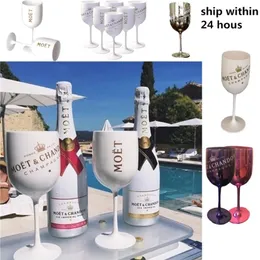 2pcs şarap partisi beyaz şampanya darbeleri kokteyl cam şampanya flütleri şarap fincan goblet kaplama plastik bira cam viski bardaklar 210326 221v