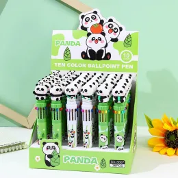 36PCS Creative Cartoon Śliczna panda 10 kolorów Pióro Ballpoint 0,7 mm kolorowy silikonowy silikon Kawaii Pens School Office dostarcza prezenty papierowe