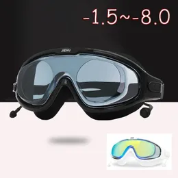 Mens and womens swimming goggles adult anti fog UV protective goggles transparent or electroplated silicone 1.5 to 8 meters Opia swimming goggles 240509