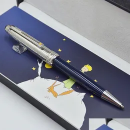 Kugelschreiber im Großhandel Luxus Little Prince Blue und Sier 163 Roller Ball Pen / Fountain Office Briefpapiermarke Schreiben Sie Refill Drop d otua7