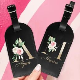 Personalised PU Leather Luggage Tag Initial with Name Suitcase Identifier Label Baggage Boarding Bag Tags Travel Accessorie Gift 240511