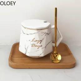 Canecas canecas nórdicas caneca de café de luxo com capa colher de casal xícara de água engraçada esmalte o esmalte fofo tazas para café caixa