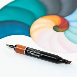 Winsornewton Professional Promarker Pen 6/12 cores de lado duplo (dedo redondo e oblíquo) Pen do desenho de desenho Pen