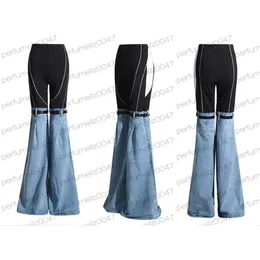 HA1N Jeans Womens Designer Trouser Legs Open Fork Tight American Retro Denim Trousers Slimming Jean Pants Wide Leg Flared Stretch Women Coperni Embroidery Printing