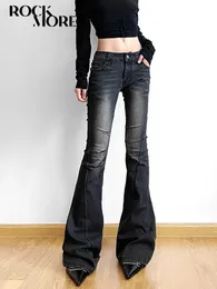 Женские джинсы Rockmore Vintage Tight Flare Jeans Jeans Lains Low Jump Y2K Fashion Street Clothing Джинсовая брюка женская сапоги срезанные брюки Гранж Q240523