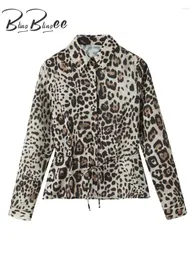 Camicette da donna blinglinge y2k ultra sottile stampa leopardo donna camicetta corta manica polso estate maniche sottili bolli nascosti camicia femmina