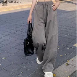 Frauenhose Weitbein Frauen koreanischer Stil hoher Taille Sommer Wild lässig Hosen Elegante weibliche Vintage Modes Baggy Sweatpantalon