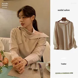 Kvinnors polos våren koreansk chic fransk minoritetsdesignkänsla Temperament Wild Western Style Halter Top Off-Shoulder Shirt For Women