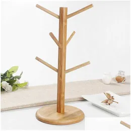 Förvaringshållare rack 1 Set Tree Shape Wood Coffee Tea Cup Holder Stand Home Kitchen Mug Hang Display Rack Drinkware Shelf med 6 timmar Dhaig