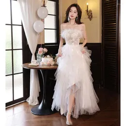 Partykleider elegante massive Frauen Abendkleid leichte Luxus-Pailletten trägerloser Federhal