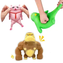 Barn pressar leksaker rolig dekomprimering vent elastisk apa jätte squishy antistress orangutan fidget stress lättnad spel 240522