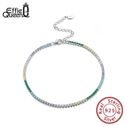 Effie Queen Stylish Shiny Rhinestone Foot Bracelet Lady Anklets Genuine 925 Silver Pave Full Zircon Anklet Lady Leg Gift SA04 240524