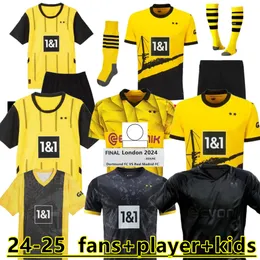 24 25 110a maglie di calcio Dortmund Borussia 2023 2024 Finals Player Shirt Football Sancho Reus Bellingham Hummels Reyna Brandt Men Kit Kit Maillot de Foot 88888