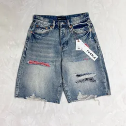 24SS USA модные мужские мужские пластыри плюс бандана с разорванными отверстиями джинсовые шорты повседневные винтажные стили шорты джинсы брюки джинсы 0524