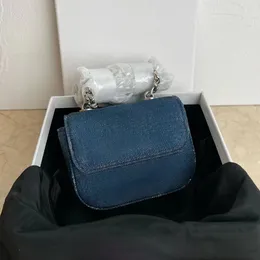 10A 미러 품질 데님 디자이너 가방 미니 지갑 11cm 블루 플랩 가방 클래식 핸드