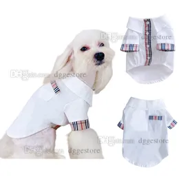 Designer Dog Shirts Brand Dog Apparel Classic Plaid Patternkläder Bomullsskjorta andas mjuka sommar T -skjortor för små hundar Poodle Schnauzer Bichon Frise 111