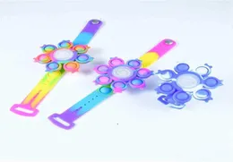 Aydınlık itme bileklik bilekliği kabarcık silikon gökkuşağı kravat boya dekompresyon oyuncak çocuk039s LED ayarlanabilir parmak ucu mosqui9922668