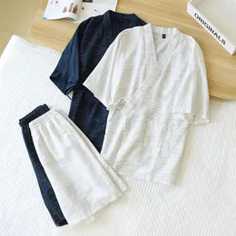 Short short shorts de shorts de quimono japonês terno de pijama de pm pijamas de verão de verão yukata plus size robe de banheira para homens 240518