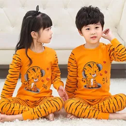 Neue Pamas setzt Jungen Cartoon Tiger Styling Baby Kinder Pijama Infantil Pyjama Girl Home Kleidung Kinder Weihnachten Nachtwäsche L2405