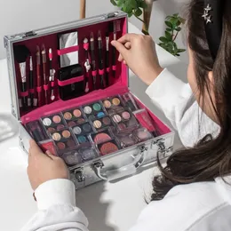 All-in-One Silver Make-up Kit 56 PCs Professionelle ulti-portierbare kosmetische Set ideal in Geschenk cremigrosa für Mutter Freundin 240524