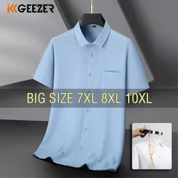 Men Shirt Short Sleeve Summer Waterproof Antifouling Oversize 6XL 7XL 8XL 10XL Plus Size Oil Proof Formal Casual High Quality 240524