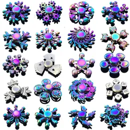 Rainbow Fidget Metal Spinner Colorful Finger Spinners High Speed Hand Toys for Stress Anxiety Relief Adults 240522