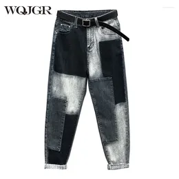 Jeans femminile WQJGR 2024 Autumn e inverno ALTA DONNE SPIGNATO PANTANI DI HARLAN PANTRI ALLORE LUNGO