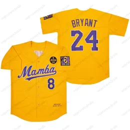 8 24 24 Bryant KB Black Mamba Baseball Dodgers Jersey zszyta nazwa zszyta numer Bkack Purple Yellow