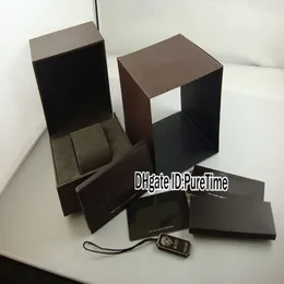 Hight Quality New Brown Watch Box 도매 오리지널 남성 남성 여성 시계 박스 인증서 카드 선물 종이 가방 GCBox 저렴한 퓨레 타임 234m