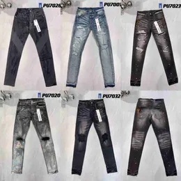 Calça jeans roxa calça denim de alta qualidade designer masculino Jean Men Design Retro Streetwear Casual Sortpants Skinny Stretch Pants Q2MX
