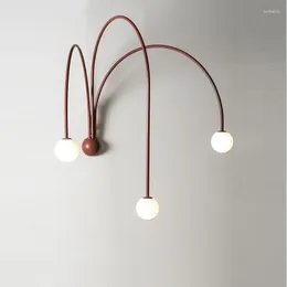 Wall Lamp Nordic Minimalist Red El Living Room Gallery Villa Gallery تصميم فريد من نوعه Bedroom Bedside Line LED G9