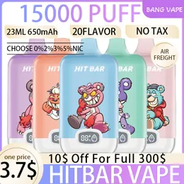 Tornado Puff Vape Vape 15K Vaper Einweg -Vapes Stift e Zigarettenblätter 15000 entsteuerbarer Geschmack 18ml 12k 9k 18k 20k 25K