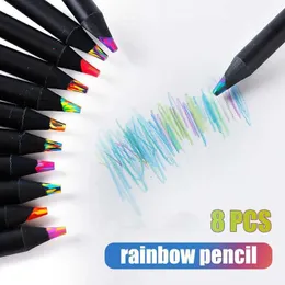 Crayon Pencils 8 Crayon Color Pencil Set for Childrens Rainbow Pencil Gift Wooden Multi color Pencil School Supplies WX5.23