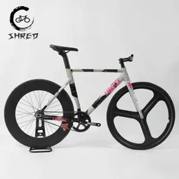 Велосипедные велосипеды велосипедные велосипеды с одним скоростью фиксированный велосипед 700C Алюминиевая рама углеродная вилка с 48T Crank 3-Spoke 40/70/90 мм набор колес Q240523