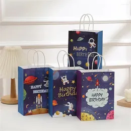 Wrap regalo 4pcs Space Kraft Paper Borse Series Serie a tema Fombuscolo per la borsetta per le forniture di compleanno per bambini decorazione