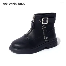 Boots CCTWINS Kids Shoes 2024 Autumn Fashion Girls Cash British Children British Children Princess Shoe for Toddler Black Booties FB1711