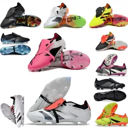 new Football Boots Gift Bag Soccer Boots Accuracy+ Elite Tongue FG BOOTS Metal Spikes Football Cleats Mens LACELESS Magenta Soft Leather Soccer Shoes Eur36-46 Size