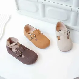 Flat Shoes Childrens Fashion Boys Apartment Retro Japanische Ausgabe Runder Kopf einfacher Haken und Loop 2023 Frühling Kindergarten Baby Girls Casual Schuhe Q240523