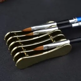 Инструменты для ногтей инструментов ногтевой ручки металлический золотой серебро мини-держатель ручки 5-клеточный акриловый держатель пера