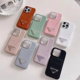 Telefone ASES Designer Hipster Card P Novo 15 PROMAX CASE CASE MEIO PACOLA COURO IPHONE14 Casal 13 Novo 12