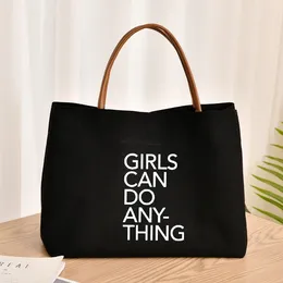 Shopping Bags Girls Can Do Anything Tote Bag Gifts For Friends Women Lady Canvas Beach Travel Customize Drop