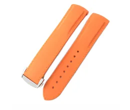 Sehen Sie Bänder 19mm 20 mm 21 mm 22mm orangefarben hochwertige Designer -Armband -Gummibänder mit Logo auf Verschluss für Dessinger Uhr