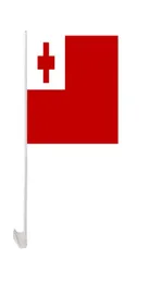 Tonga bilflagga 30x45 cm fönsterklipp Tongan flaggor Polyester UV -skydd Bildekorationsbanner med Flagpole9703612