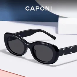 Caponi Mode Womens Sonnenbrille modische Acetatrahmen Langer ovaler Stil Nylon Sonnenbrille UV400 Protective Shadow CP23013240520