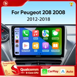 Peugeot 2008のカーDVDラジオ208 2012-2018マルチメディアプレーヤーナビゲーションGPSワイヤレスカープレイAndroidオートステレオNO 2DIN