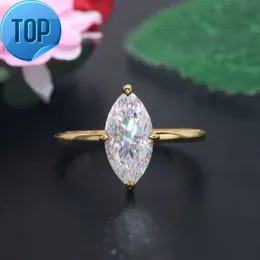 Fine Mossanite Jewelry Silver /9k/14k/18k Solid Yellow Gold Engagement Wedding Rings Marquise Cut Moissanite Diamond Ring