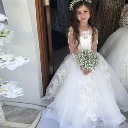 2020 Princess Flower Girl Dresses for Weddings Jóia Apliques de renda de jóia