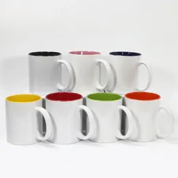 11oz Sublimation Weißer Keramik Kaffeetasse farbige innere 36pcs/Gehäuse gemischte Farben Office Tasse