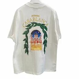 herr tshirts 2023 sommar casablanca tshirts högkvalitativ brevtryck kort ärm toppar casa blanca cott lös t -shirt för män kvinnor 230731 o6gg#